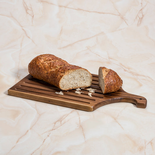 Acacia Wood Slotted Bread Board  10" x 18" | Kitchen + Metal