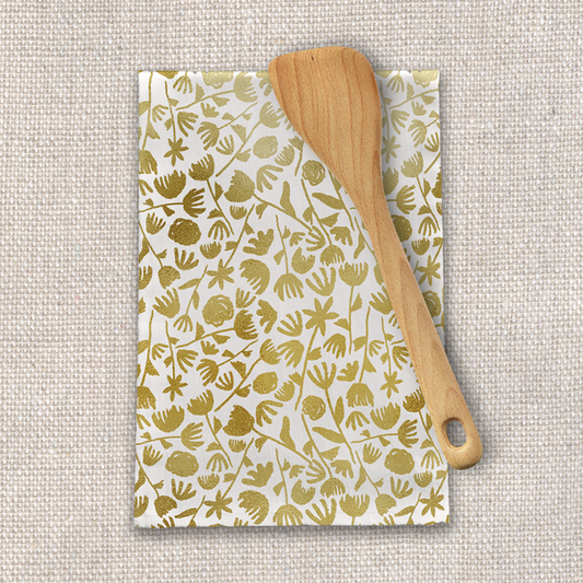 Gold Ink Floral Tea Towel | Kitchen + Metal