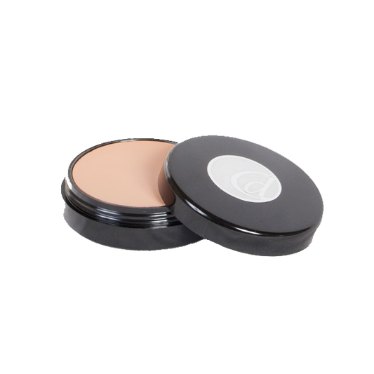 Compact powder in a black case on a white background