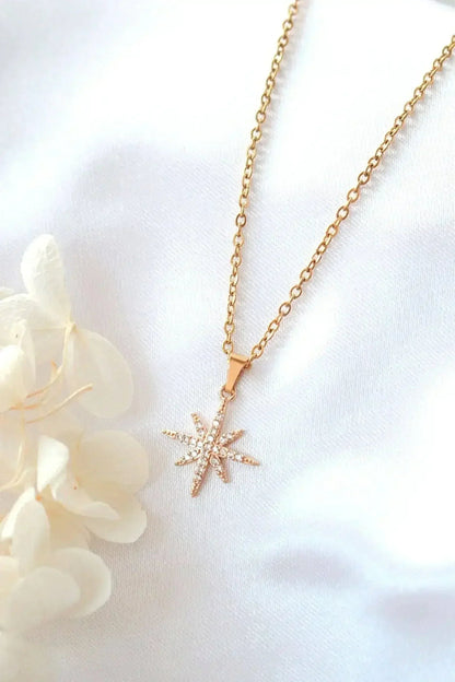 Polaris Star Necklace - 24K Gold Plated & CZ Charm | Femstylo