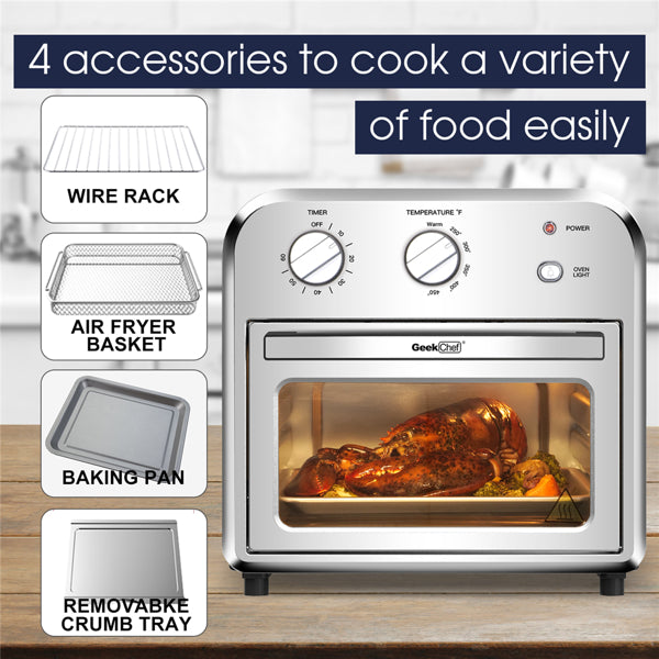 Silver Air Fryer Oven 4 Slice Toaster Airfryer Countertop Oven | Toasters | Kitchen + Metal