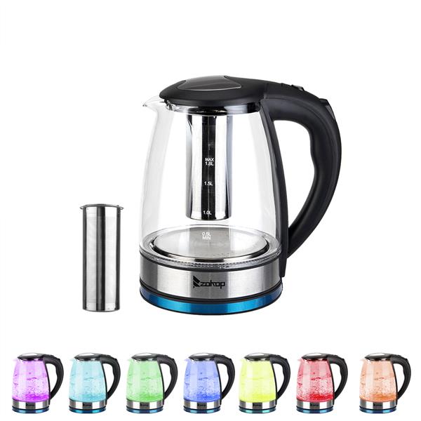 110V 1500W 1.8L Electric Glass Kettle with mesh filter