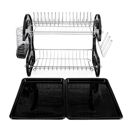 Multifunctional Dual Layers Bowls Dish Collection Shelf Dish Drainer | Under $100 | Kitchen + Metal