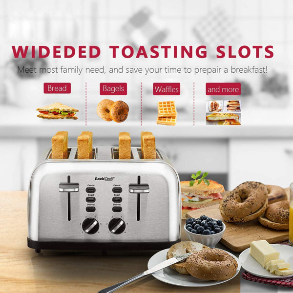 Mini Toaster Stainless Steel Extra-Wide Slot with Multifunction | Toaster | Kitchen + Metal