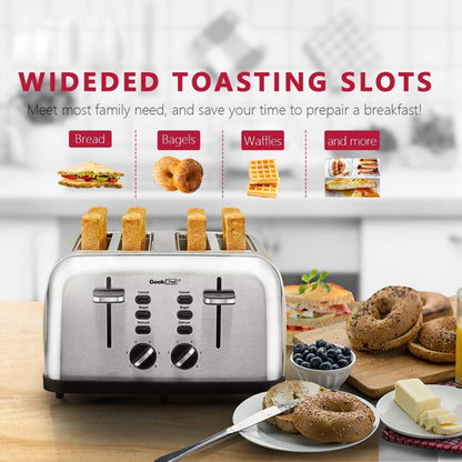 Mini Toaster Stainless Steel Extra-Wide Slot with Multifunction | Toaster | Kitchen + Metal