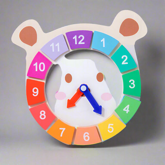 Wooden Clock Bear Puzzle Toy for Children Montessori Learning Games