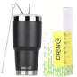 DRINCO® 30oz Insulated Tumbler Spill Proof Lid w/2 Straws (Black) | Coffee Mug | Kitchen + Metal |