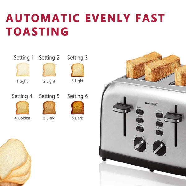 Mini Toaster Stainless Steel Extra-Wide Slot with Multifunction | Toaster | Kitchen + Metal