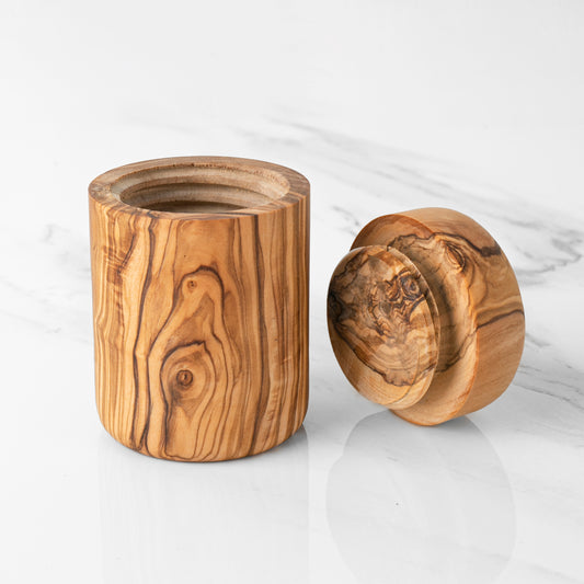 Containers & Organizers | Handcrafted Olive Wood Spice Box with Thread for Rustic Kitchen Charm | Kitchen + Metal