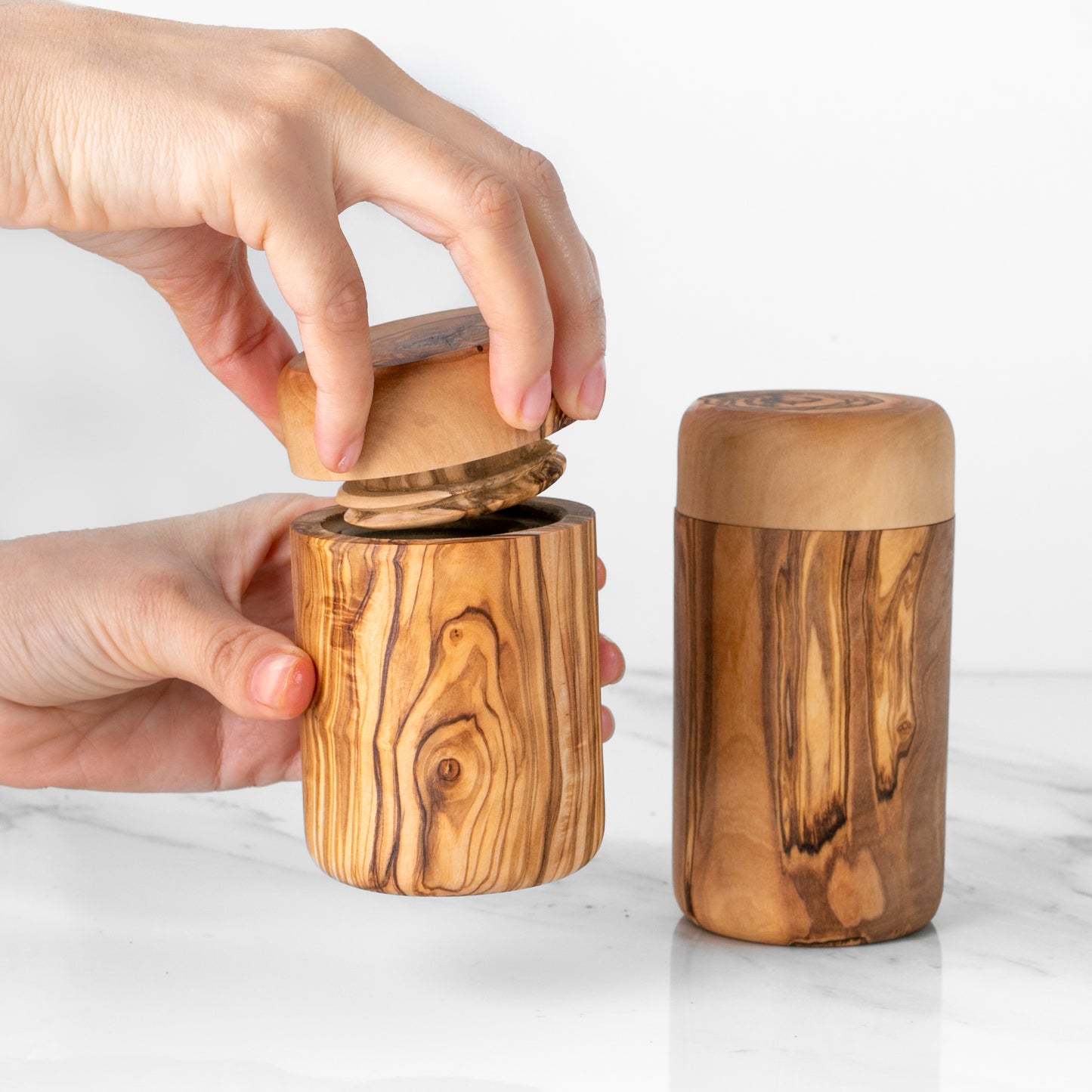 Containers & Organizers | Handcrafted Olive Wood Spice Box with Thread for Rustic Kitchen Charm | Kitchen + Metal