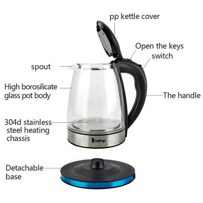 110V 1500W 1.8L Electric Glass Kettle with mesh filter