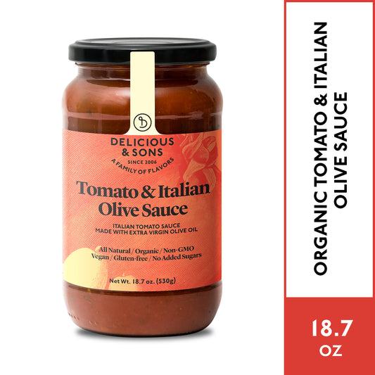 Delicious & Sons Organic Tomato & Italian Olive Sauce 18.70 oz. | Kitchen + Metal