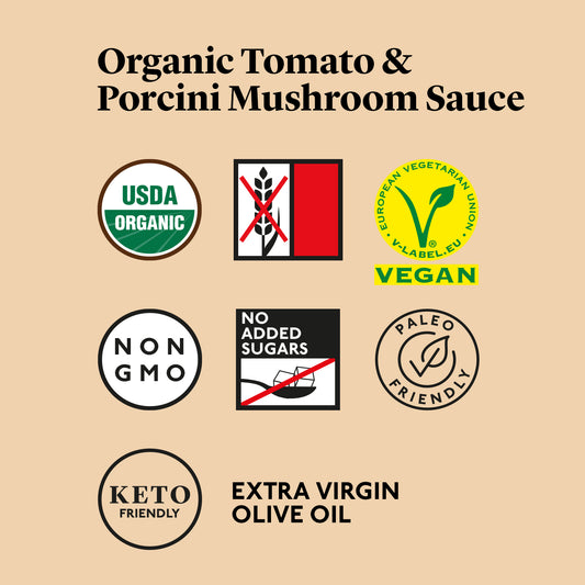 Delicious & Sons Organic Tomato & Porcini Mushroom Sauce 18.70 oz. | Kitchen + Metal