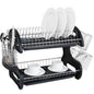 Multifunctional Dual Layers Bowls Dish Collection Shelf Dish Drainer | Under $100 | Kitchen + Metal