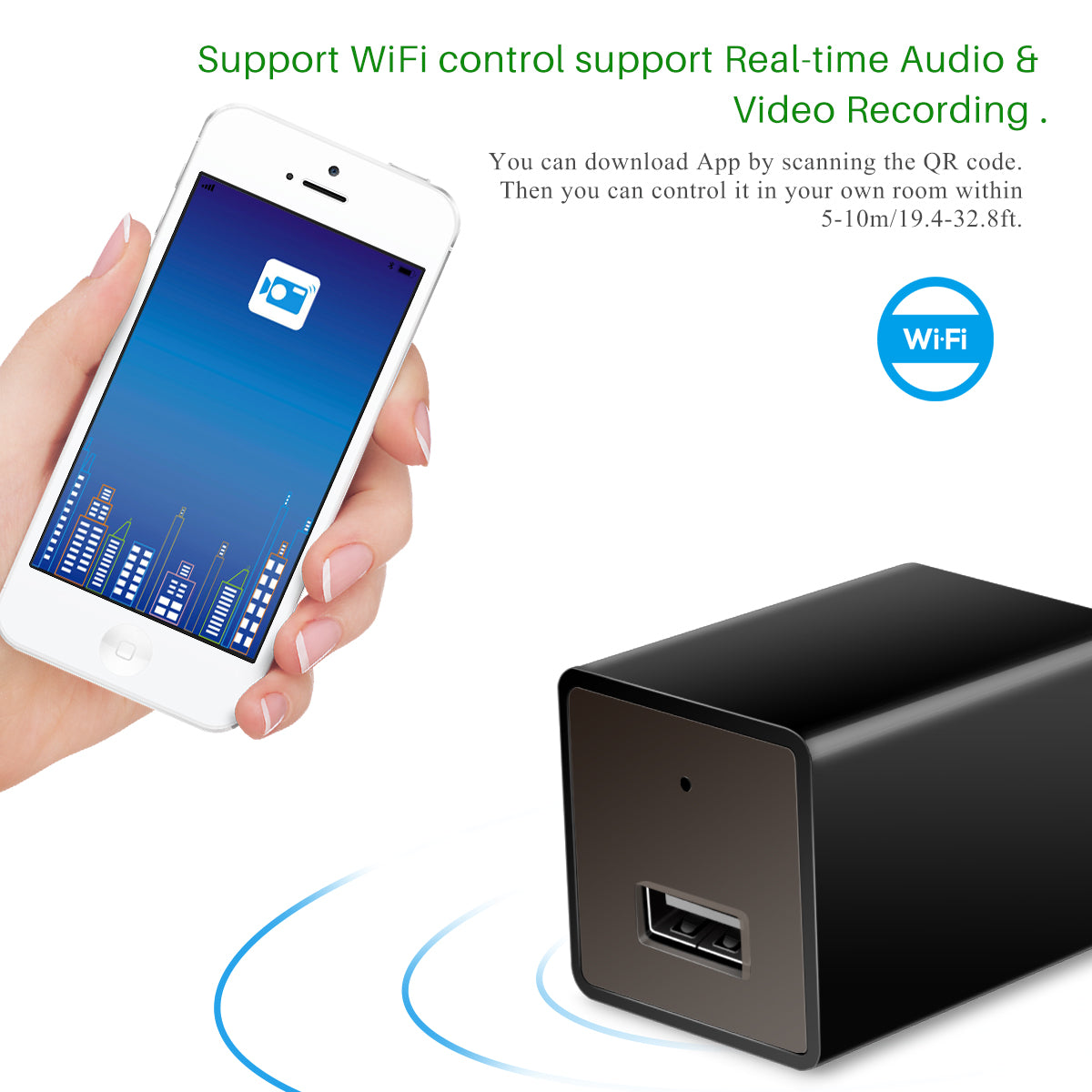 HD 1080P WIFI Camera Adapter Hidden Wall Charger | The Electronics Drawer | Kitchen + Metal