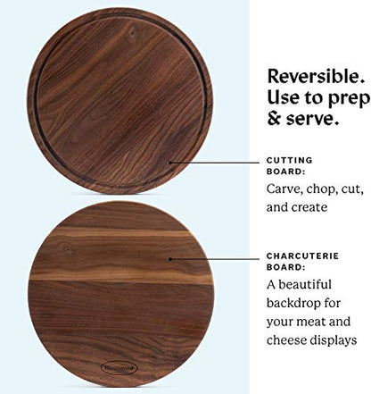 Härthwood Walnut Wood Cutting Board with Juice Groove (12" round) | Kitchen [Wood] | Kitchen + Metal