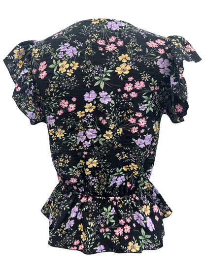 Floral Ruffle Sleeve Peplum Top – Effortlessly Feminine and Chic | Apparel | Kitchen + Metal