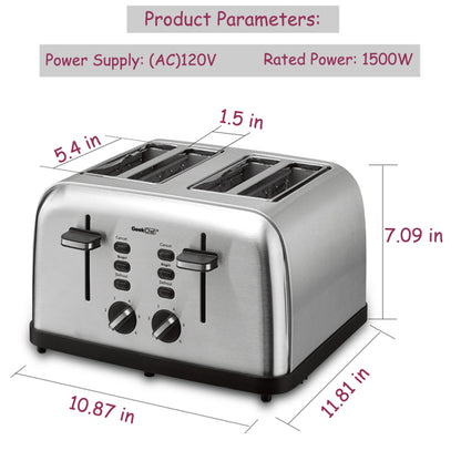 Mini Toaster Stainless Steel Extra-Wide Slot with Multifunction | Toaster | Kitchen + Metal