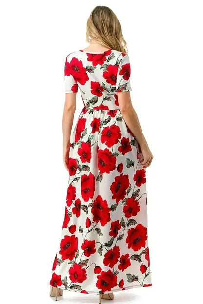 Maxi Short Sleeve Dress with Pockets in Solids and Print