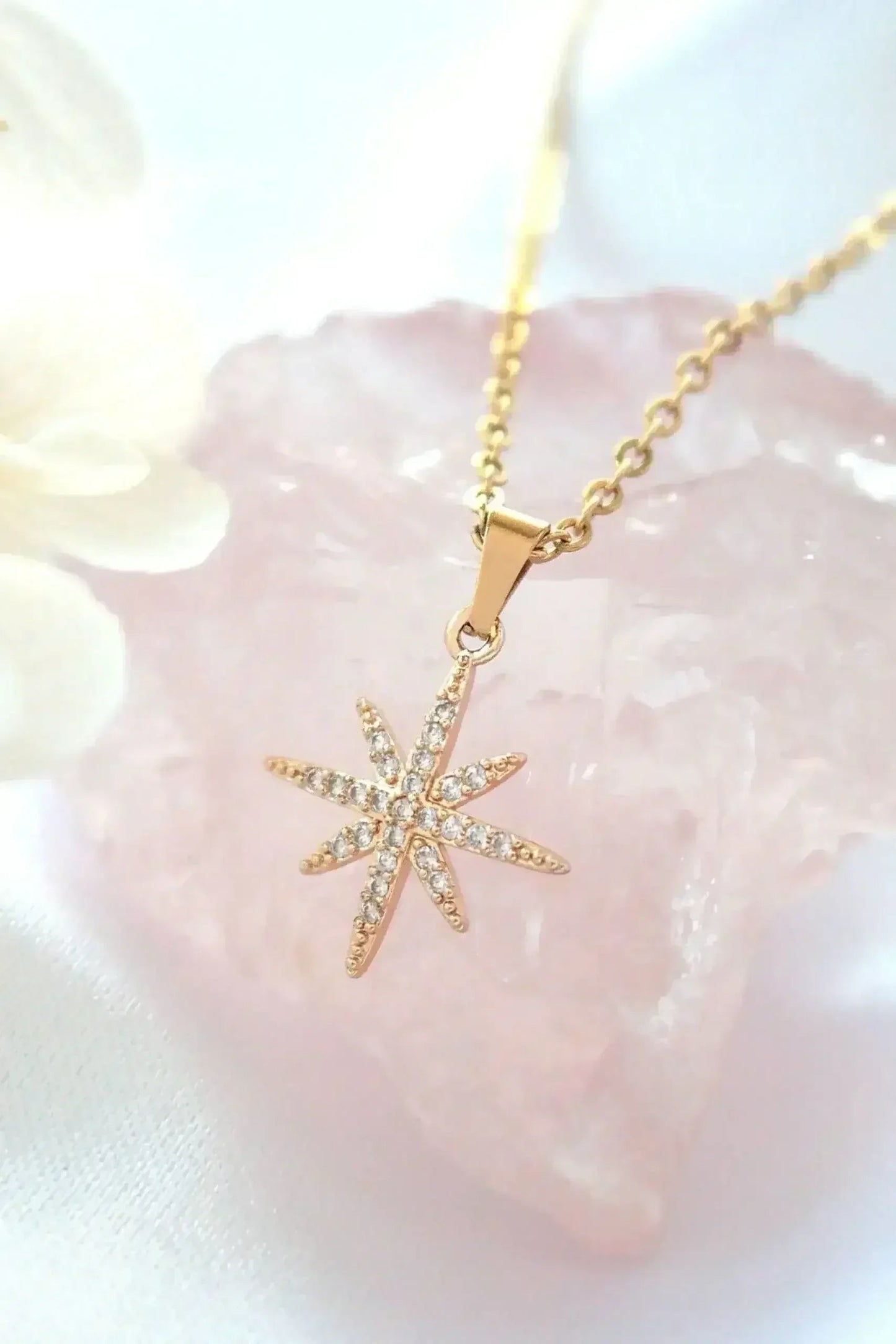 Polaris Star Necklace - 24K Gold Plated & CZ Charm | Femstylo