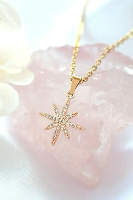 Polaris Star Necklace - 24K Gold Plated & CZ Charm | Femstylo