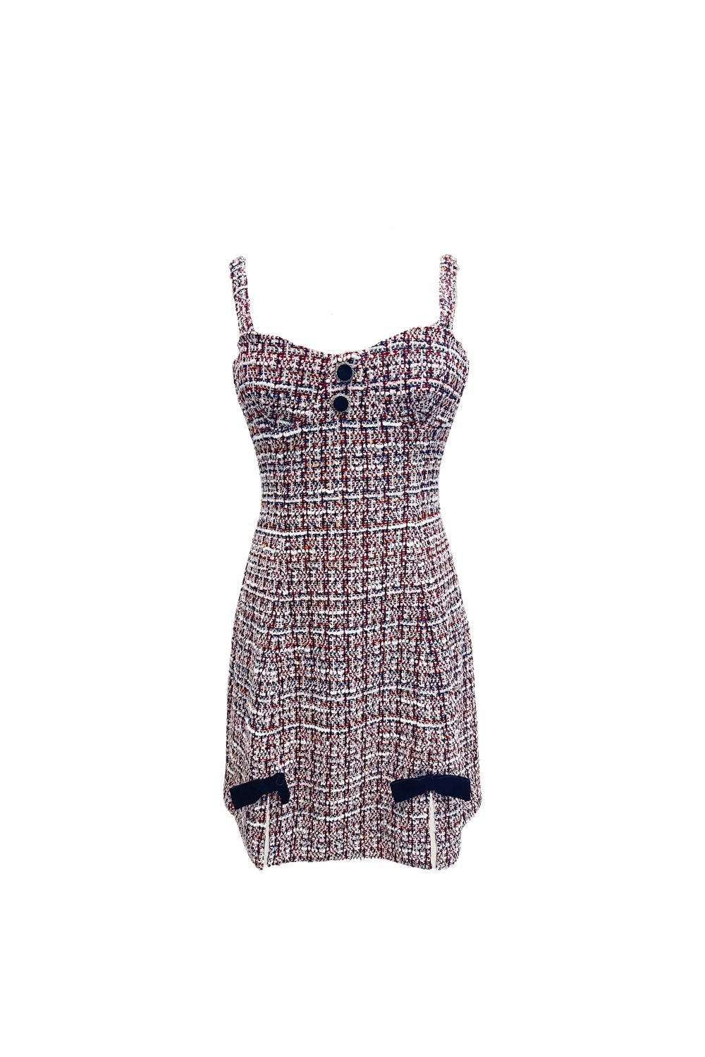 Tweed Mini Dress with Button Detail – Classic and Chic