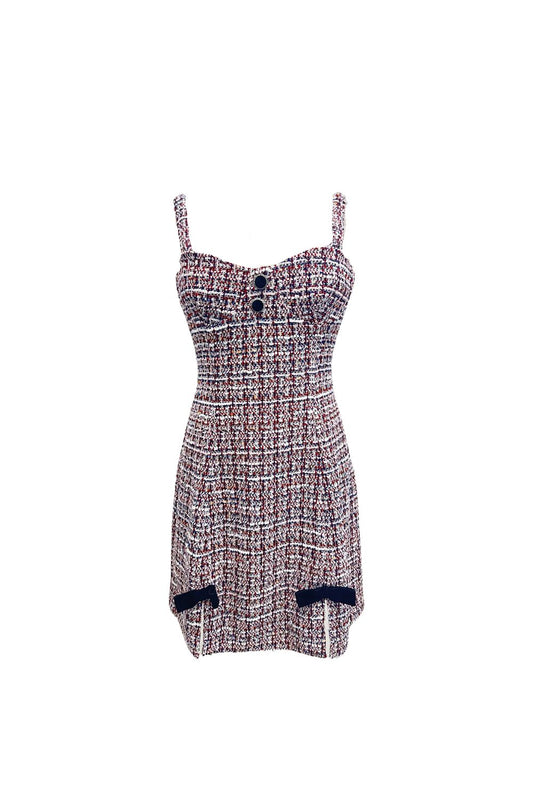 Tweed Mini Dress with Button Detail – Classic and Chic