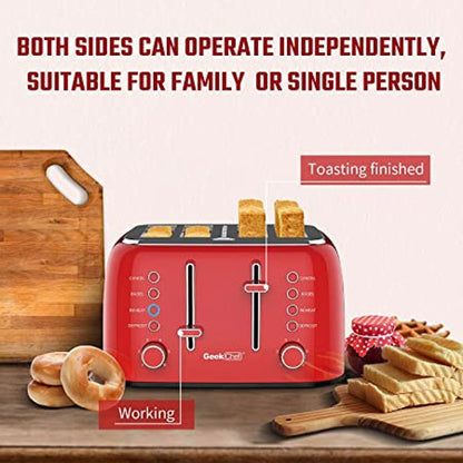 Retro Toaster Extra Wide Slot Independent Temperature Control Toaster | Toasters | Under $100 | Kitchen + Metal