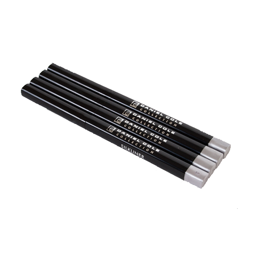 Set of black pencils with silver tips on a white background
