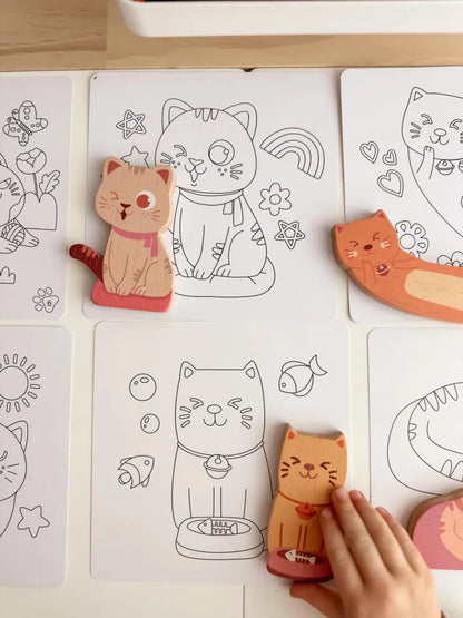 QToys Australia (USA) Cat Play Set & Colouring | Kitchen + Metal