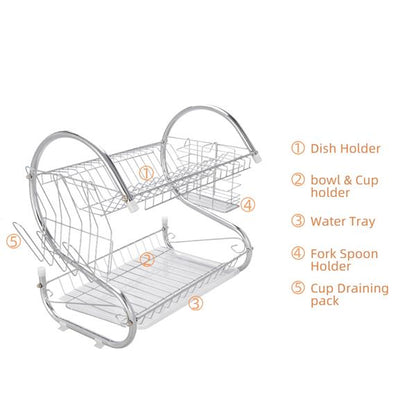 Multifunctional S-shaped Dual Layers Bowls & Dishes Collection Shelf | Under $100 | Kitchen + Metal