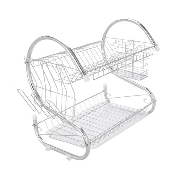 Multifunctional S-shaped Dual Layers Bowls & Dishes Collection Shelf | Under $100 | Kitchen + Metal