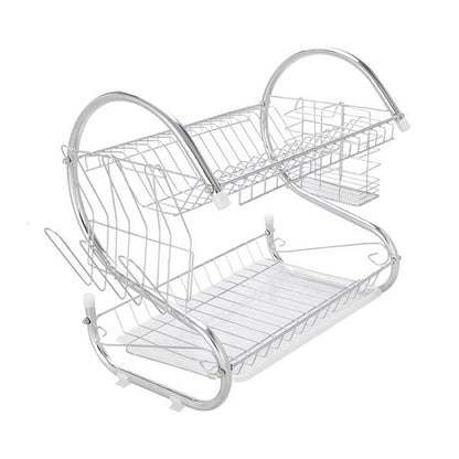 Multifunctional S-shaped Dual Layers Bowls & Dishes Collection Shelf | Under $100 | Kitchen + Metal