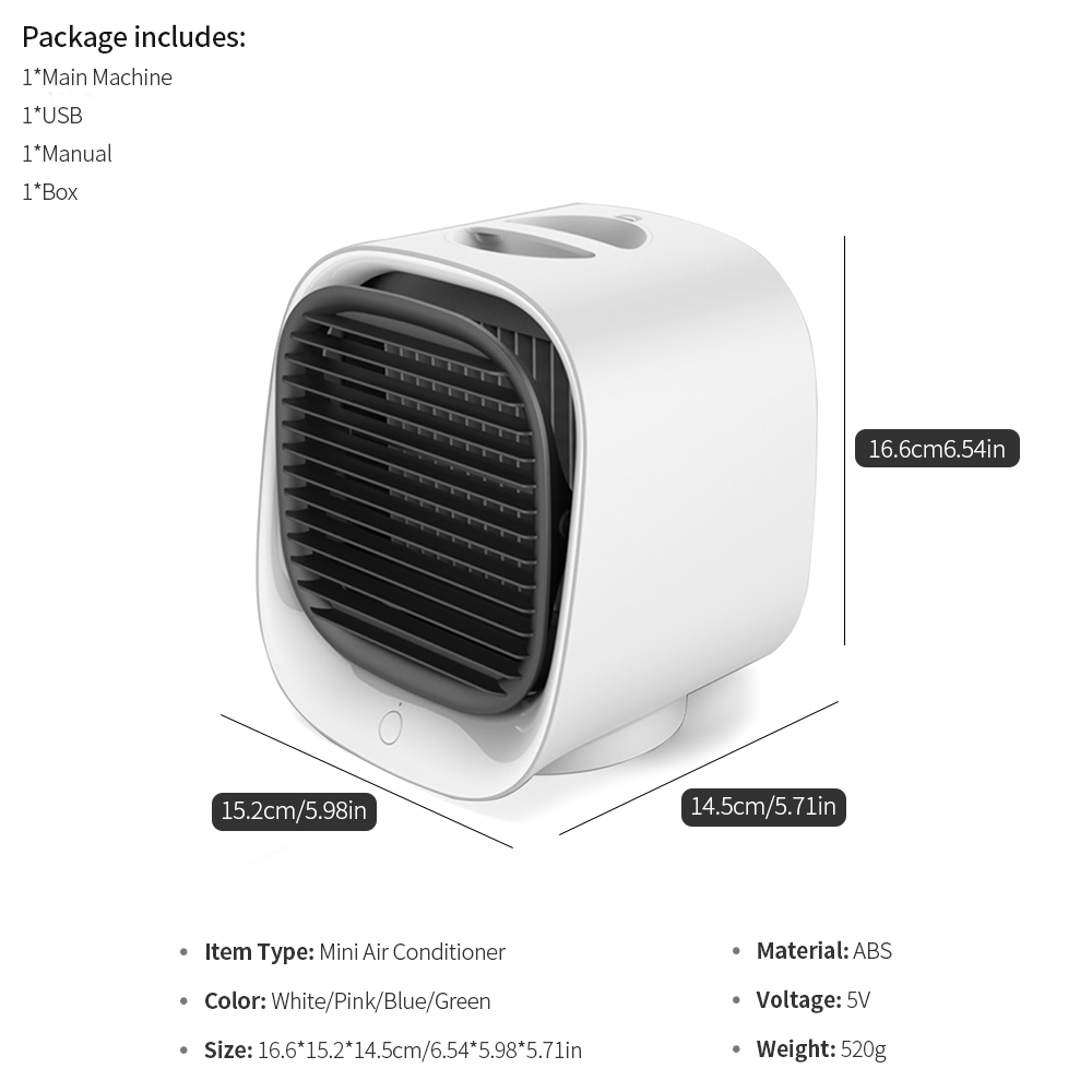 Portable USB Air Cooler Fan Mini Desktop Air Conditioner | Kitchen Essentials | Kitchen + Metal