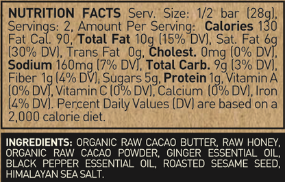 Ginger with Black Pepper Chocolate bar - Pack of 3