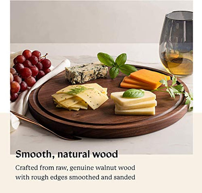 Härthwood Walnut Wood Cutting Board with Juice Groove (12" round) | Kitchen [Wood] | Kitchen + Metal
