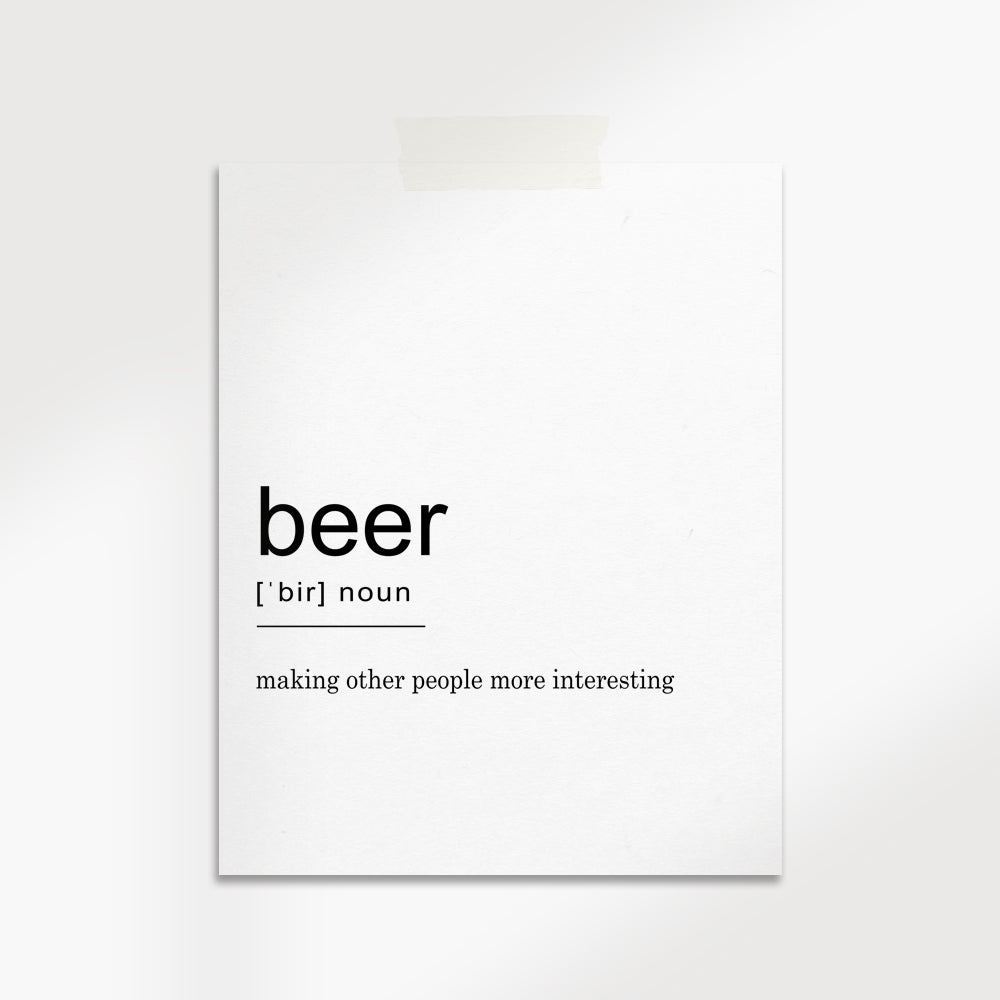 Beer Definition Wall Art Print | Home Decor | Kitchen + Metal