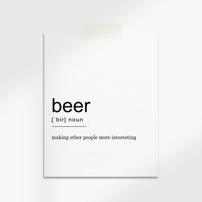 Beer Definition Wall Art Print | Home Decor | Kitchen + Metal