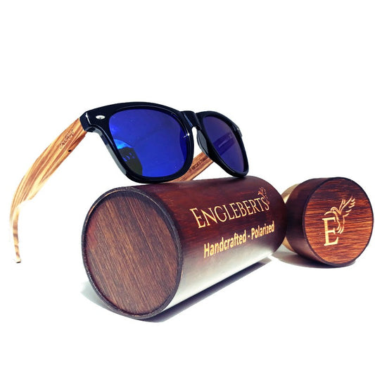 Zebrawood Sunglasses with Blue Polarized Lenses and Case | Kitchen + Metal
