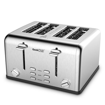 Stainless Steel Extra-Wide Slot Toaster with Dual Control Panels
