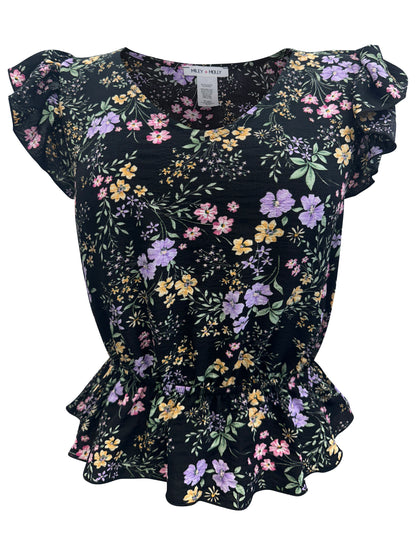 Floral Ruffle Sleeve Peplum Top – Effortlessly Feminine and Chic | Apparel | Kitchen + Metal