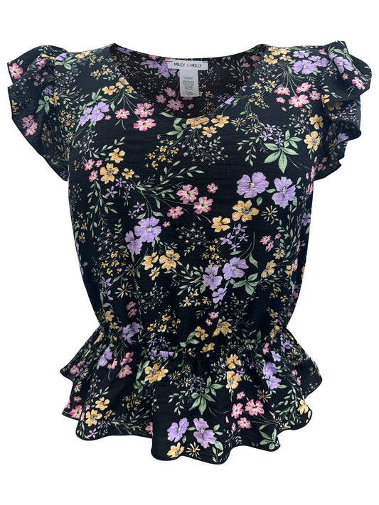 Floral Ruffle Sleeve Peplum Top – Effortlessly Feminine and Chic | Apparel | Kitchen + Metal