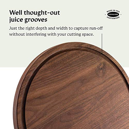 Härthwood Walnut Wood Cutting Board with Juice Groove (12" round) | Kitchen [Wood] | Kitchen + Metal