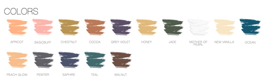 Color swatches labeled with names on a white background