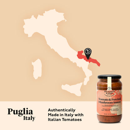 Delicious & Sons Organic Tomato & Porcini Mushroom Sauce 18.70 oz. | Kitchen + Metal