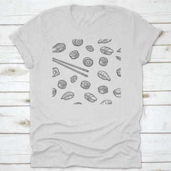 Seamless Pattern Sushi. Chopsticks, Wasabi, Nigiri, Maki, Uramaki | Apparel | Under $100 | Kitchen + Metal