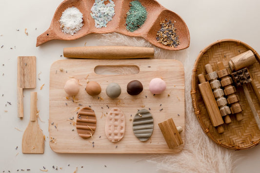 QToys Australia (USA) Wooden Play dough kit | Kitchen + Metal