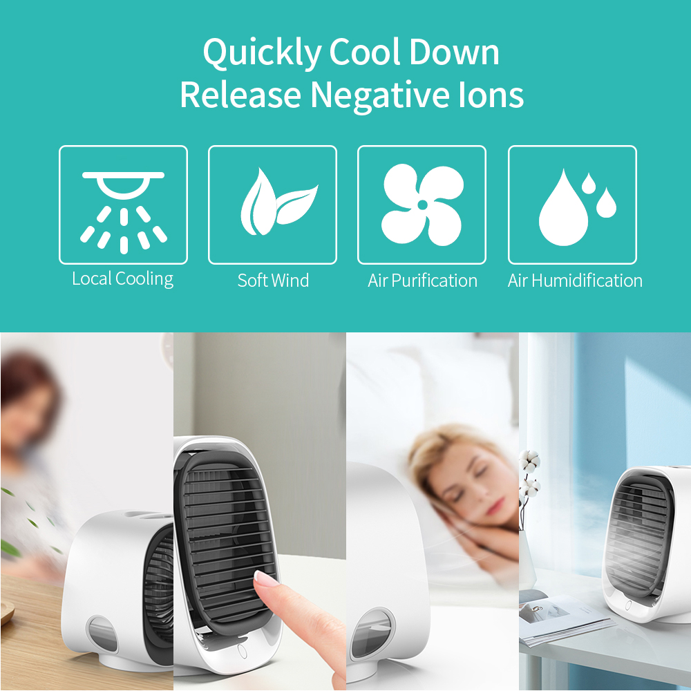 Portable USB Air Cooler Fan Mini Desktop Air Conditioner | Kitchen Essentials | Kitchen + Metal