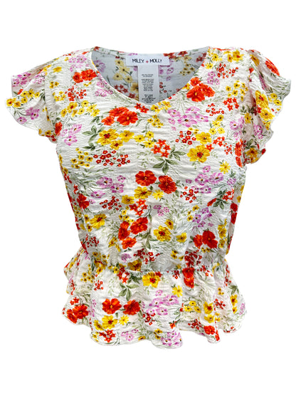 Floral Ruffle Sleeve Peplum Top – Effortlessly Feminine and Chic | Apparel | Kitchen + Metal
