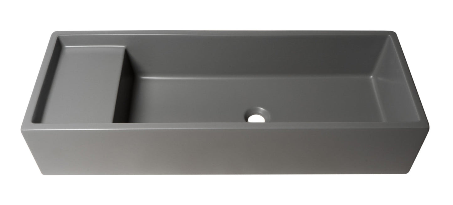 ALFI brand  AB39TRGM 39" Grey Matte Above Mount Fireclay Bathroom Trough Sink